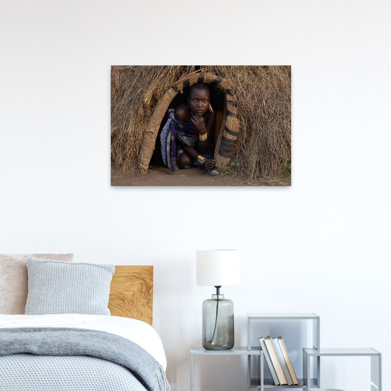 African Hut Portrait Traditional Abstract Portrait Architecture Wall Art Print, 60.96cm H x 91.44cm W