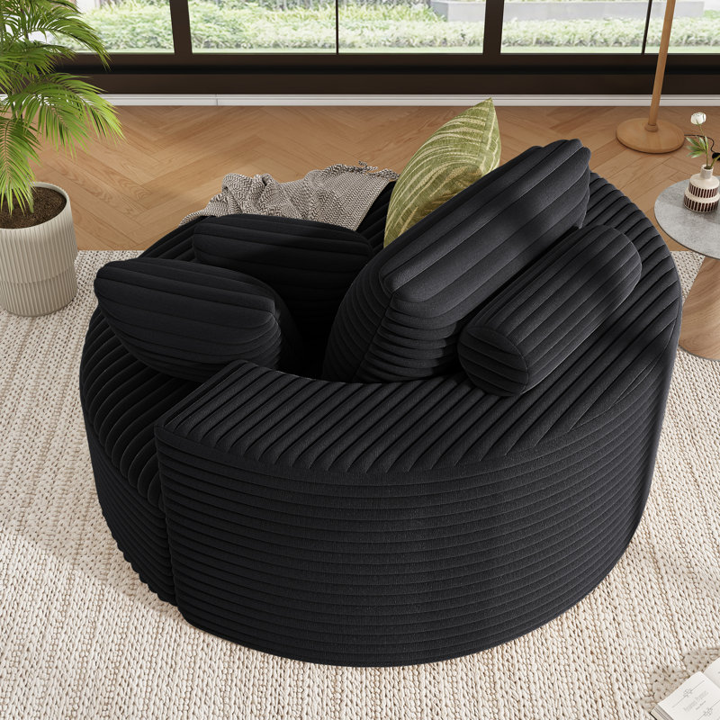 Fauteuil demi-tonneau rembourré Addisin, Noir