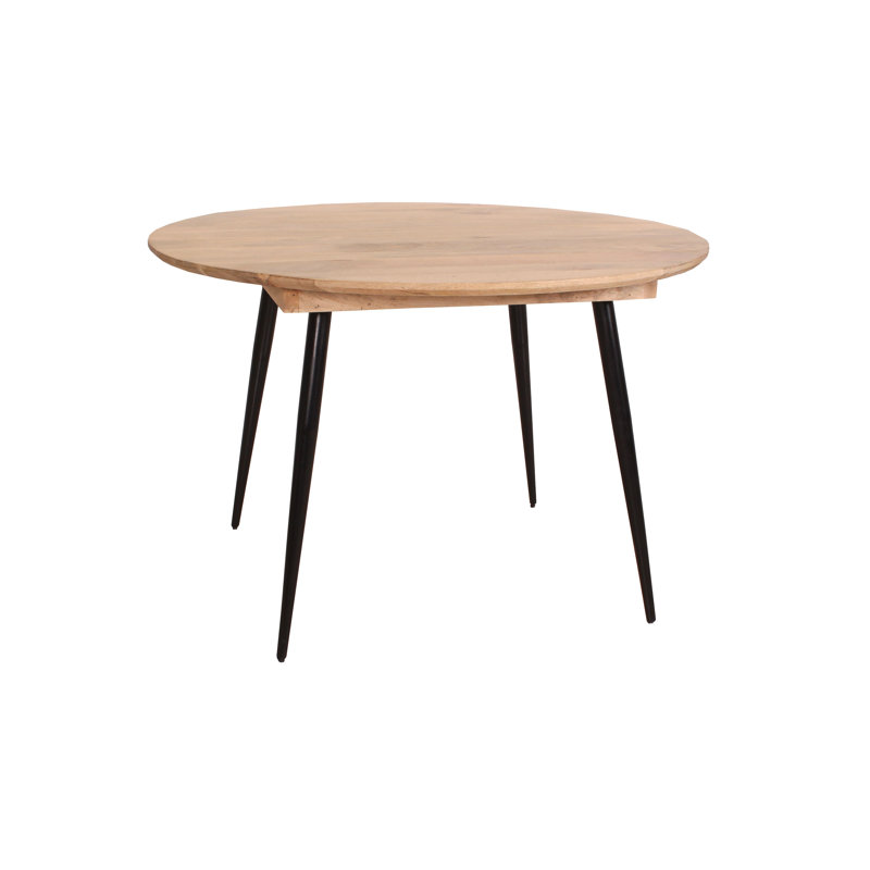Eleta Round Solid Wood Top Metal Base Dining Table