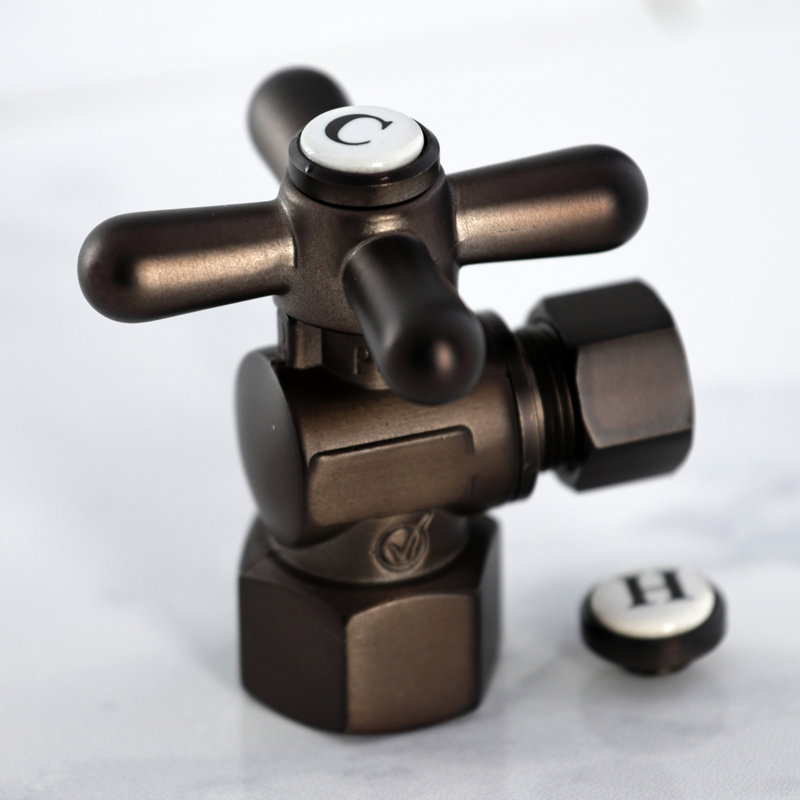 Kingston Brass Vintage 1/2-Inch FIP x 3/8-Inch OD Comp Quarter-Turn Angle Stop Valve, Oil Rubbed Bronze