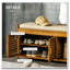 Banc à chaussures avec armoires de rangement, banc d'entrée en bambou avec coussin de siège, 3 portes et compartiment caché pour le couloir, brun