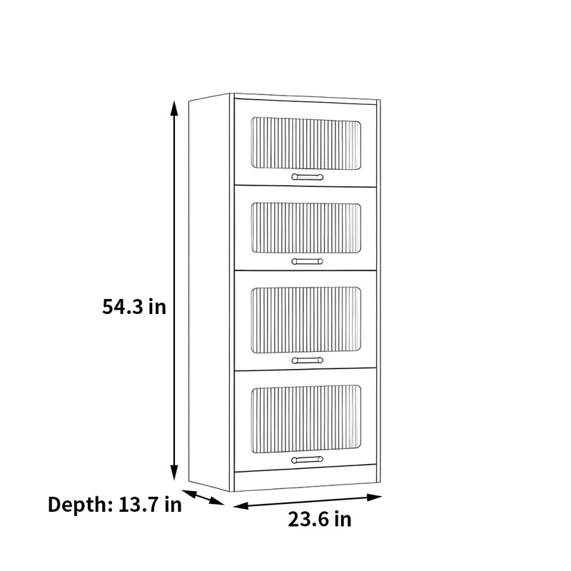 Rabehi, (4 Shelves) 54.3"H x 23.6"W x 13.7"D, Brown