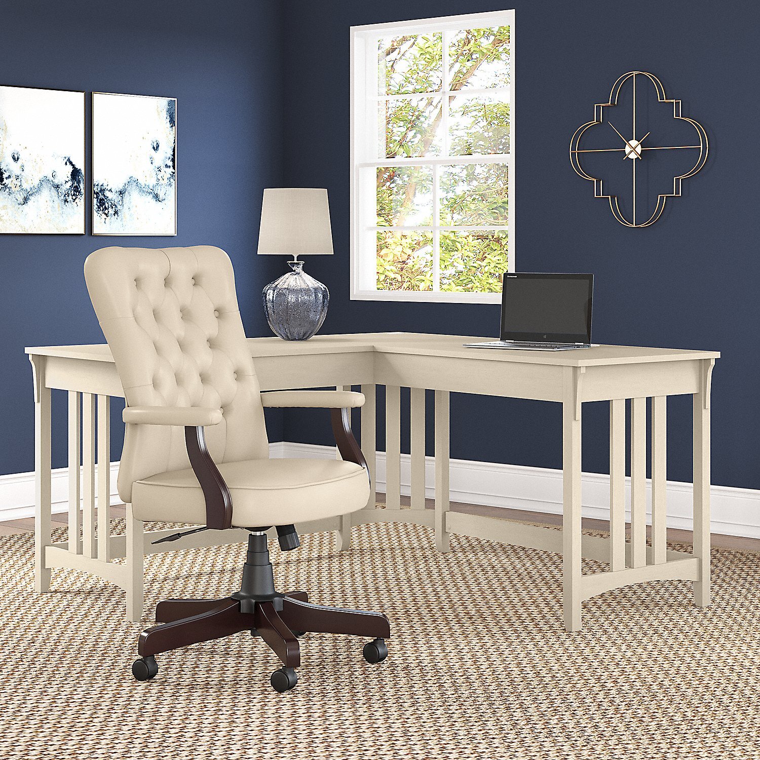 Salina l deals shaped desk wayfair