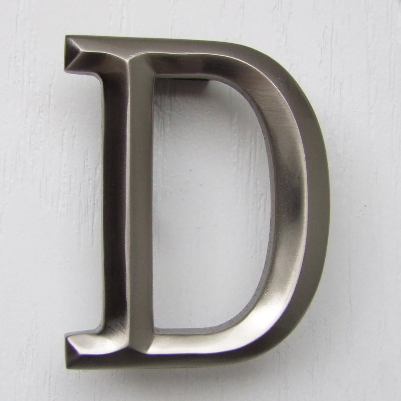 Heurtoir de porte lettre monogramme, Nickel, D