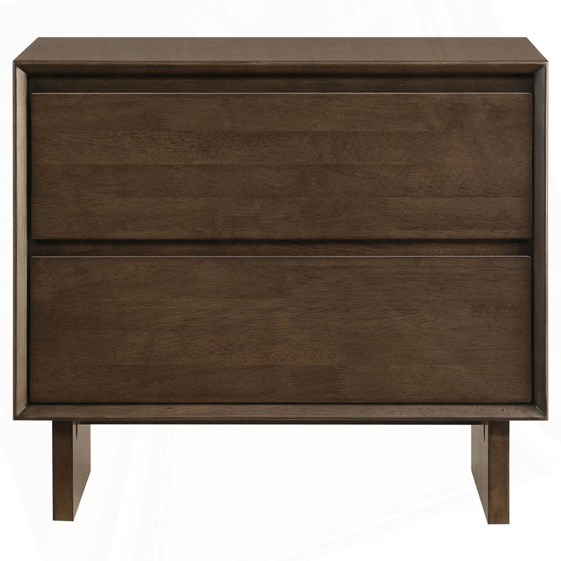 Table de chevet 2 tiroirs brun chaud