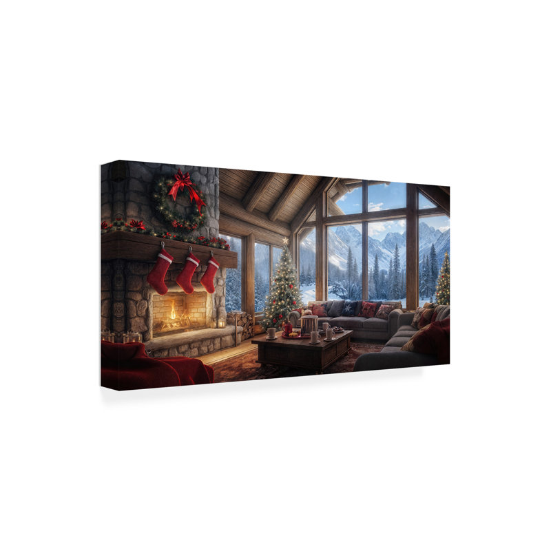 Art mural sur toile tendue - Imagine It Images «Christmas in the Mountains 1», art mural pour salon, chambre à coucher ou bureau - 10 x 19