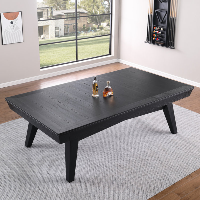 Table de billard en ardoise avec plateau de salle à manger ModArt, 7 pi, Rouge, Bois de frêne noir