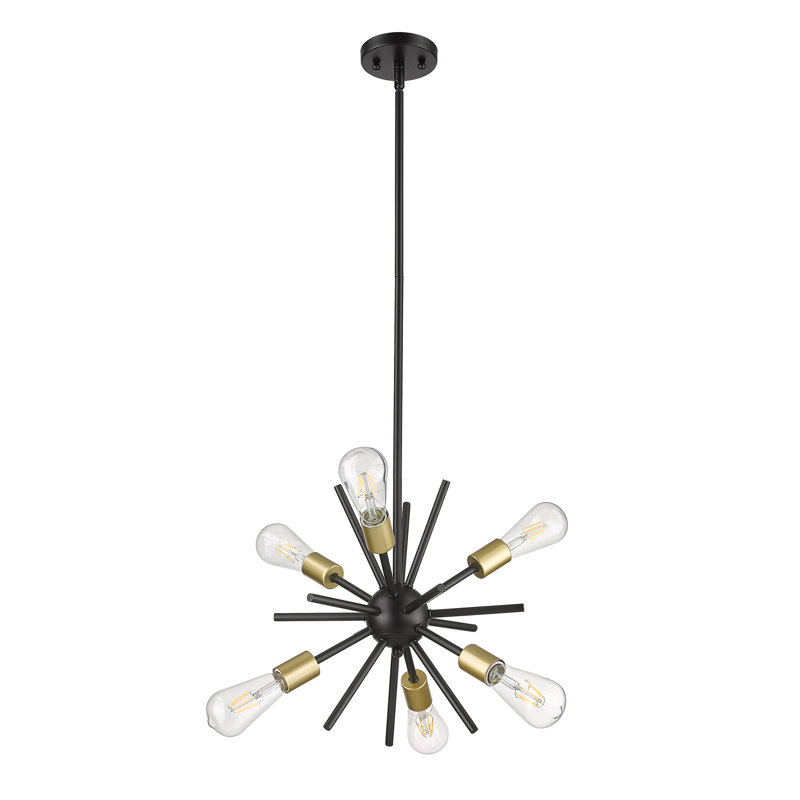 Evelise 6 - Light Sputnik Sphere Chandelier, Matte Black/Gold