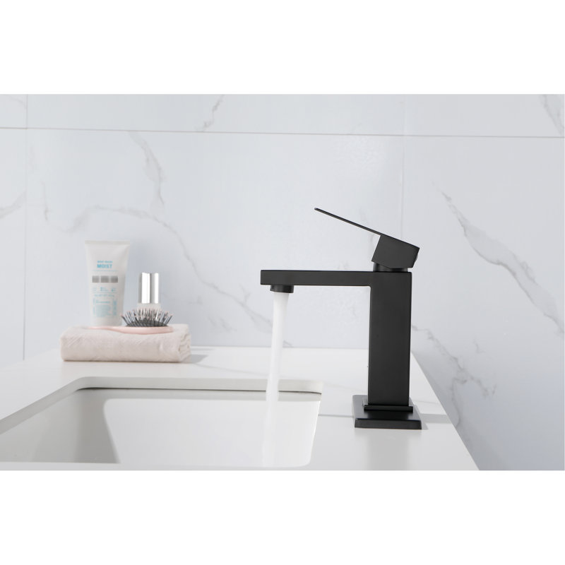Robinet de meuble-lavabo noir mat avec bec cascade, robinet d'évier à poignée simple, acier inoxydable fabriqué pour la durabilité, corrosion protégée et empreintes digitales, bec à débit d'eau équilibré