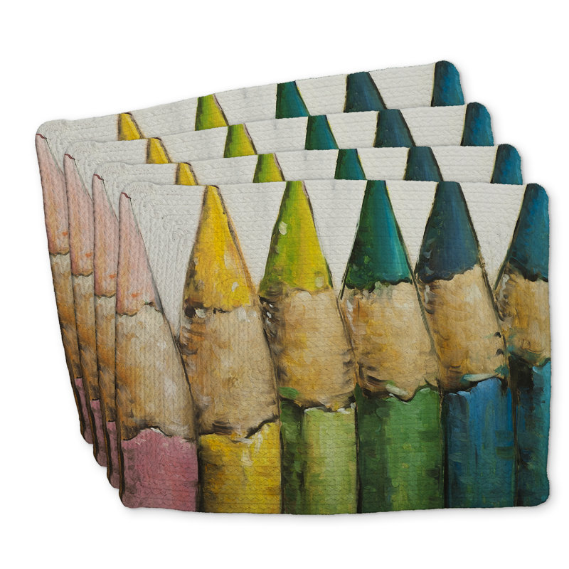 Ensemble de 4 napperons de couleur en polyester tressé sur pied