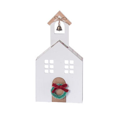 MDF Holiday Plaid Church Block - Charming Decorative Sculpture for Christmas, Red Wood Tabletop Accent, Perfect for Indoor Use, Ideal for Gift Giving and Hostess Gifts, Festive Home Decoration