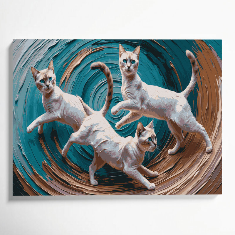 «Cats Tonkinese Shorthair», art mural sur toile, H 16 po x l 20 po