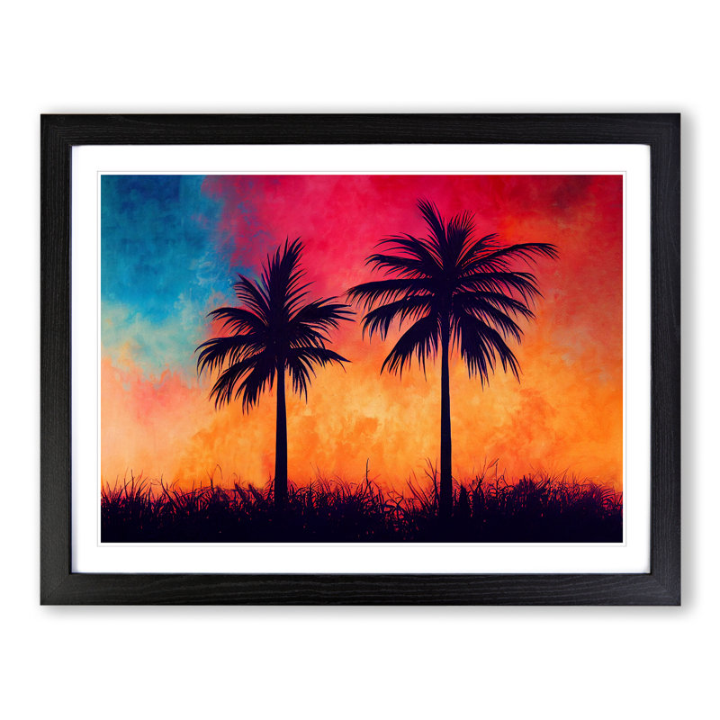 Fearless Palm Trees - Single Picture Frame Print, Black Framed, 46cm H x 64cm W x 2cm D