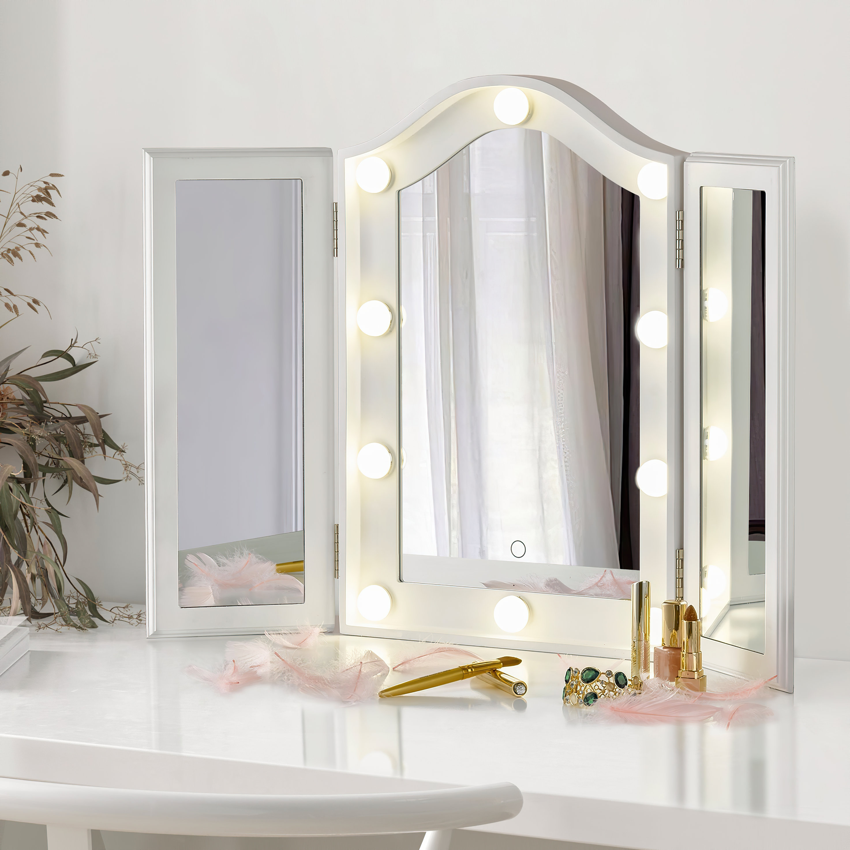 grad Hjælp olie LUXFURNI Asymmetrical LED Floor Mirror & Reviews | Wayfair