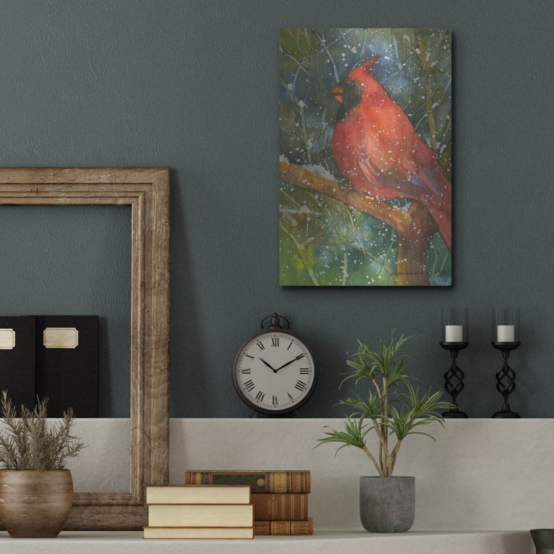 «Perché Cardinal» par Annelein Beukenkamp, art mural en métal, H 16 po x l 12 po