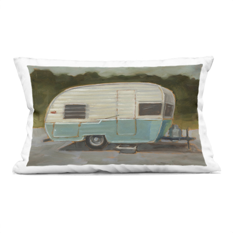 Coussin décoratif imprimé rétro Camper View, design par Ethan Harper