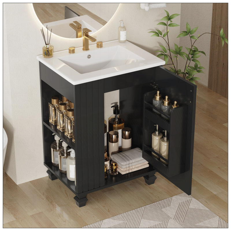 Meuble-lavabo 24 po avec lavabo, Noir