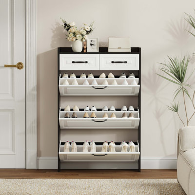 Range-chaussures avec 3 portes et 2 tiroirs, grand espace de rangement