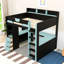Lit mezzanine en bois avec tiroirs intégrés, ports USB, tablettes et bureau-130170668-130170669