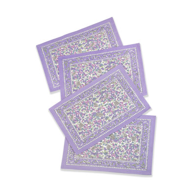 Lavender Blossom Block Print Cotton Placemats