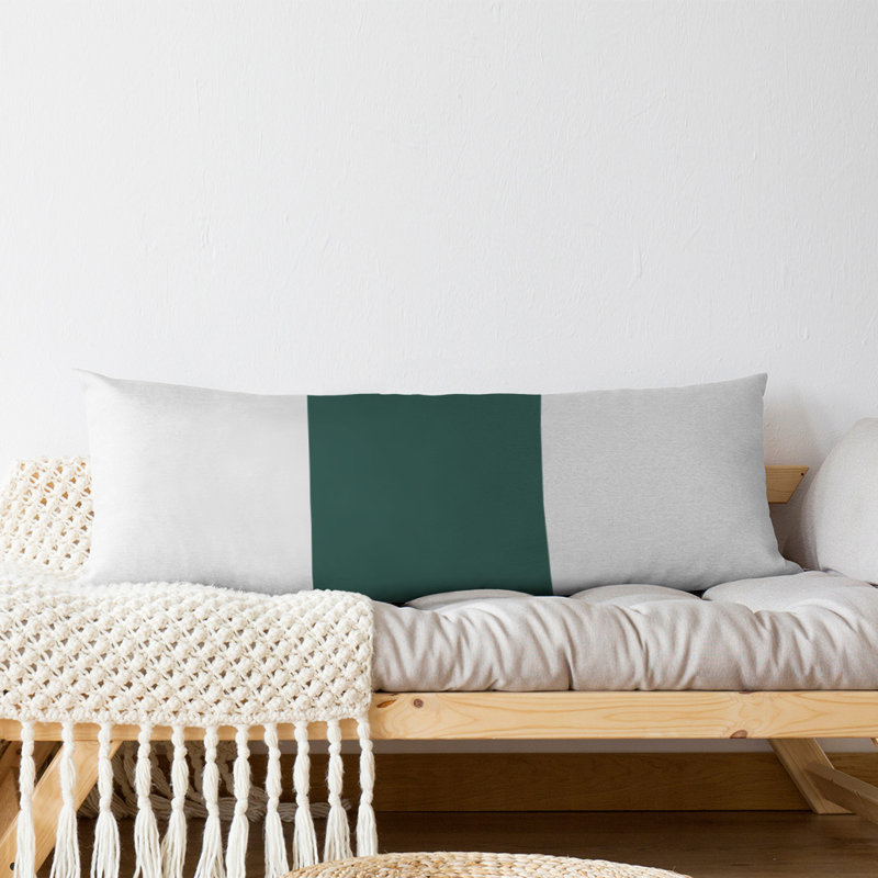 Adele Polyester Medium Pillow, White/Green Middle