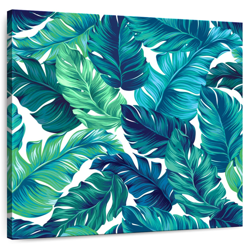 Harnek Turquoise Tropical Leaves, 30" H x 30" W
