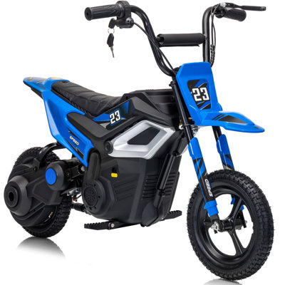 Outfunny 24V Kids Electric Dirt Bike, 250W Ride-On Toy for Ages 6-12 w/Rear Suspension and Bluetooth,Blue