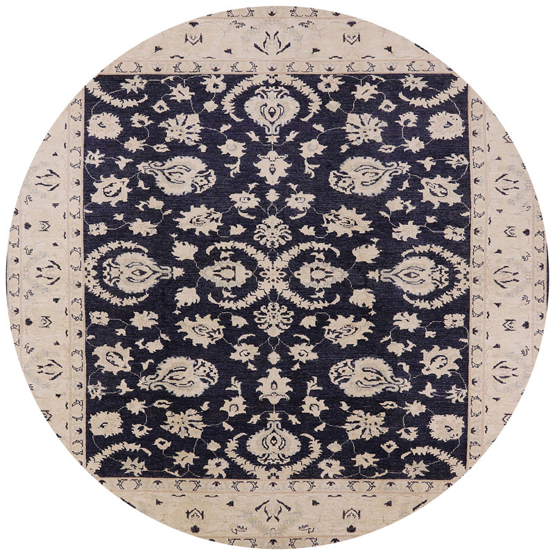 Tapis oriental brun / bleu Kearsarge, Rond 4 pi