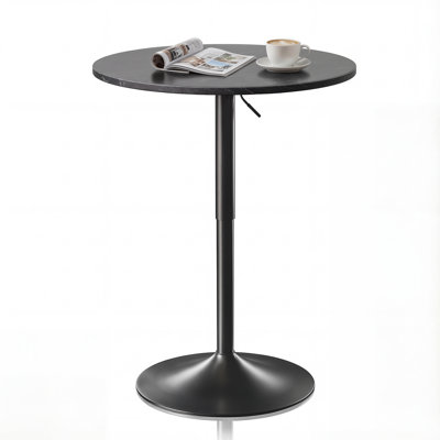 Valencia Holton Adjustable Height Round Bar Table Bistro Pub Table With Sturdy Metal Base And MDF Top For Dining Room, Kitchen, Or Patio