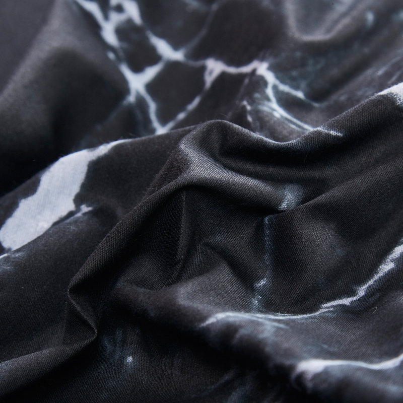 Comforter Set Geometric Bedding Set 3 Pieces Strips Grid Comforter Set, Twin Comforter + 2 Pillowcases, Black Marble