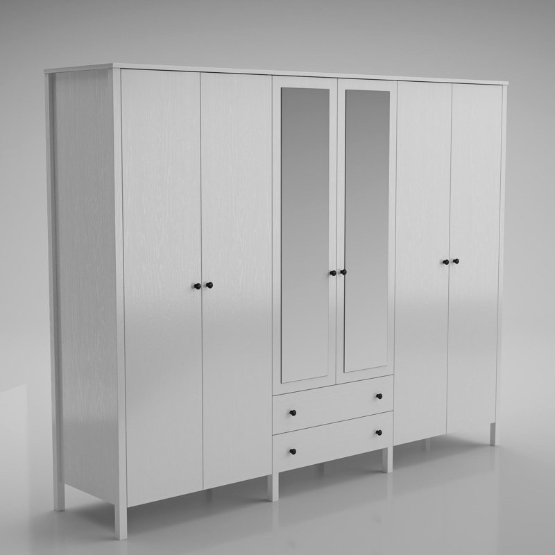 Modern Wardrobe with Shelves, 100% Chipboard, White & Wood Finish, 94.5 x 76.8 x 21.3 inches | Sturdy MDF Frame, Durable Metal Handle, Wall-Mountable, Perfect for Organized Storage & Stylish Décor