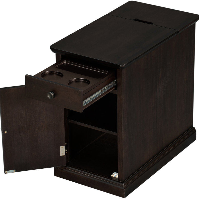 Table de salon antique avec porte-gobelets et rangement, Antique Espresso