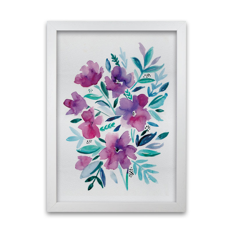 Loose Pink Floral by Laura Irwin - Print, 84cm H x 59.4cm W x 3cm D, White Framed