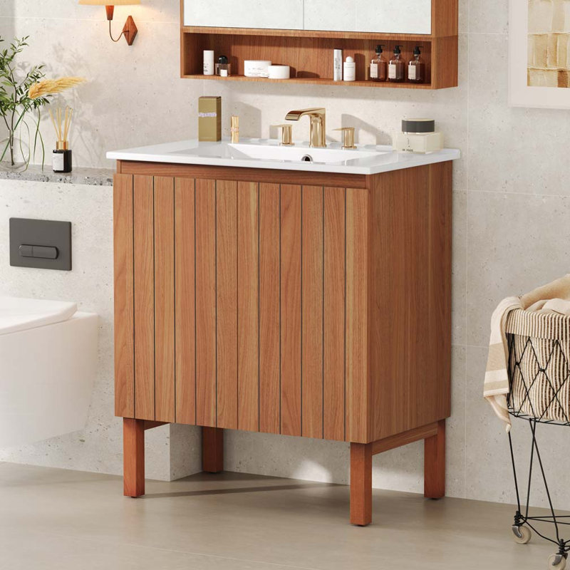 Meuble-lavabo de salle de bain avec lavabo en céramique