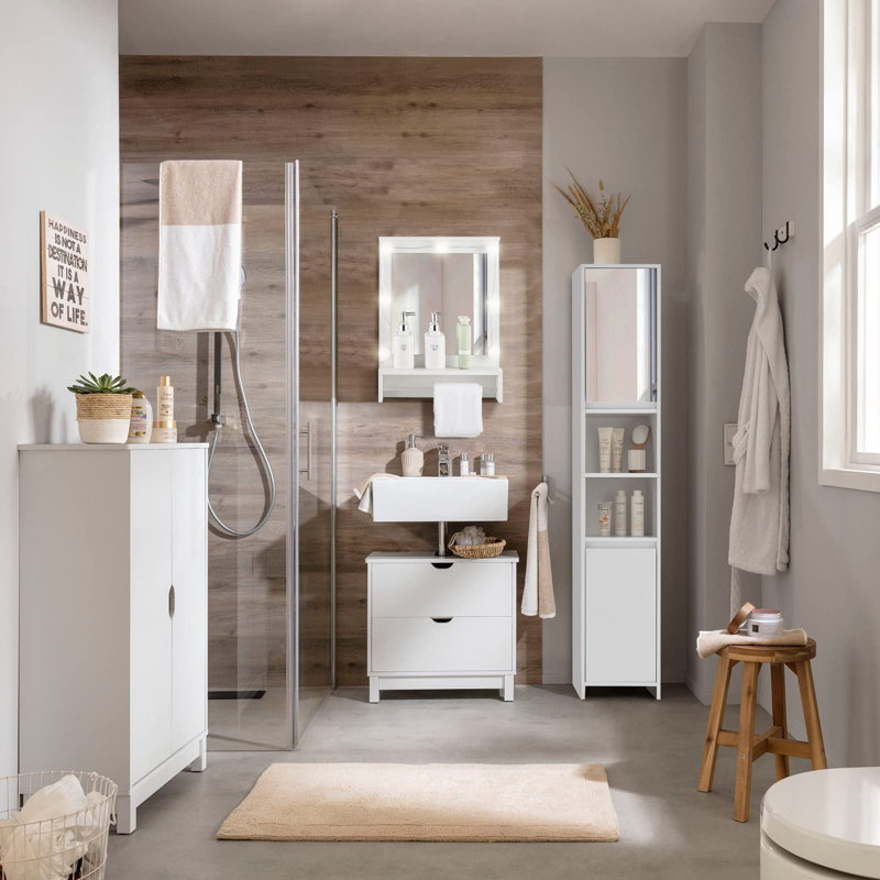 Kenrie Recessed Mirrored Bathroom Cabinets with Mirror and 1