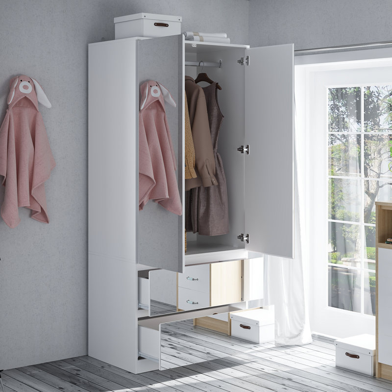 Armoire à miroir blanche avec 2 tiroirs