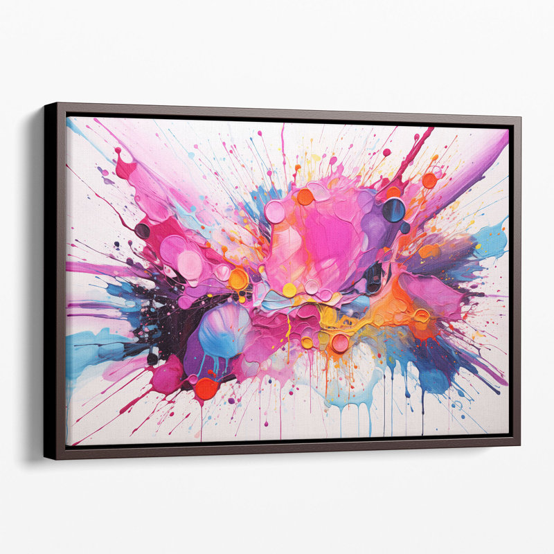 «Dreamy Splash Spectrum», art mural 2, Toile avec cadre brun, H 16 po x l 24 po x P 1,25 po