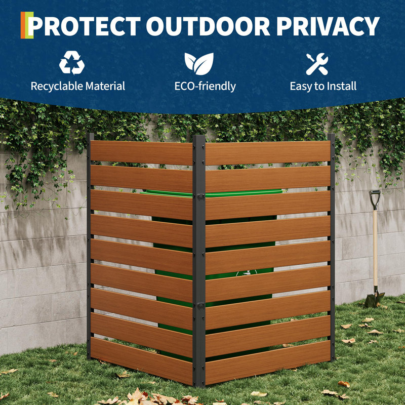 2-Panel Garden Privacy Screen, 98x125cm No-Dig Outdoor Partition, Weatherproof Vinyl Fence with Aluminum Frame, Decorative Cover for Bin AC Unit Pool Equipment