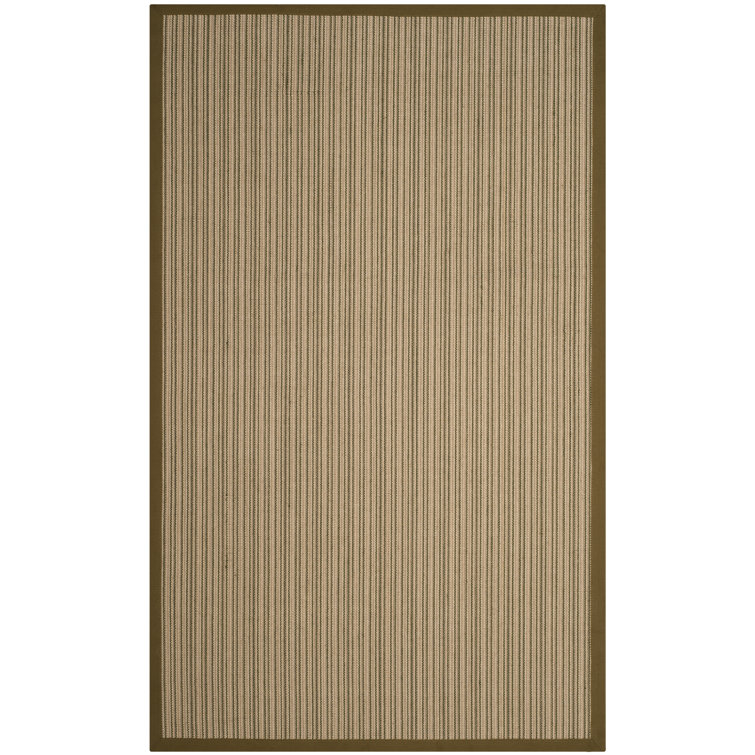 Nonatum Striped Jute/Sisal Green Area Rug