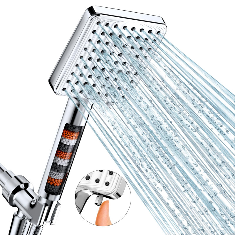 Pomme de douche à main filtrée à haute pression 6 modes, Chrome