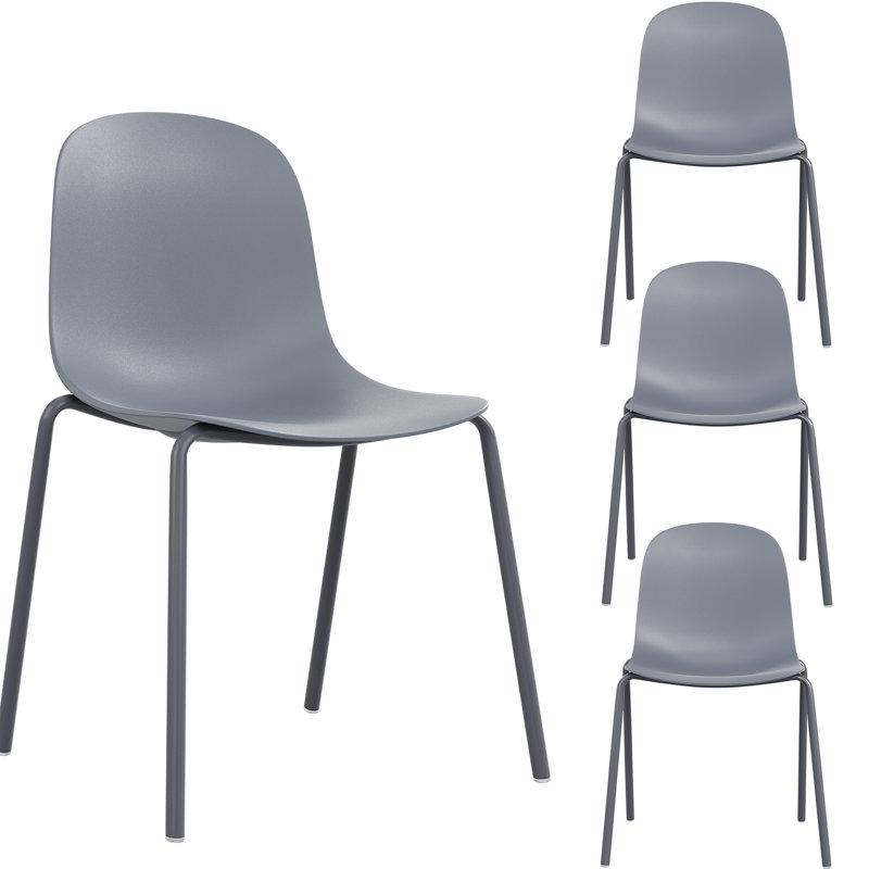 Indoor&Garden Modern Solid Color Stackable Dining Chair, Grey