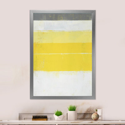 Yellow Meets White Abstract Bands - Modern & Contemporary Canvas Art Print
