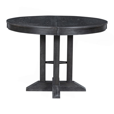 Ensemble de salle à manger 5 pièces avec table ronde extensible et 4 chaises rembourrées pour la cuisine et la salle à manger (noir)