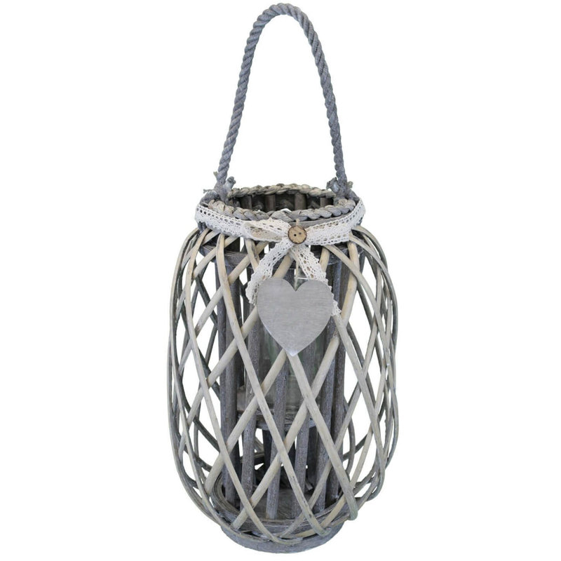 Glass Tabletop Lantern, Grey