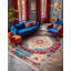 Tapis bleu en polyester à imprimé machine Gulustan-865653244