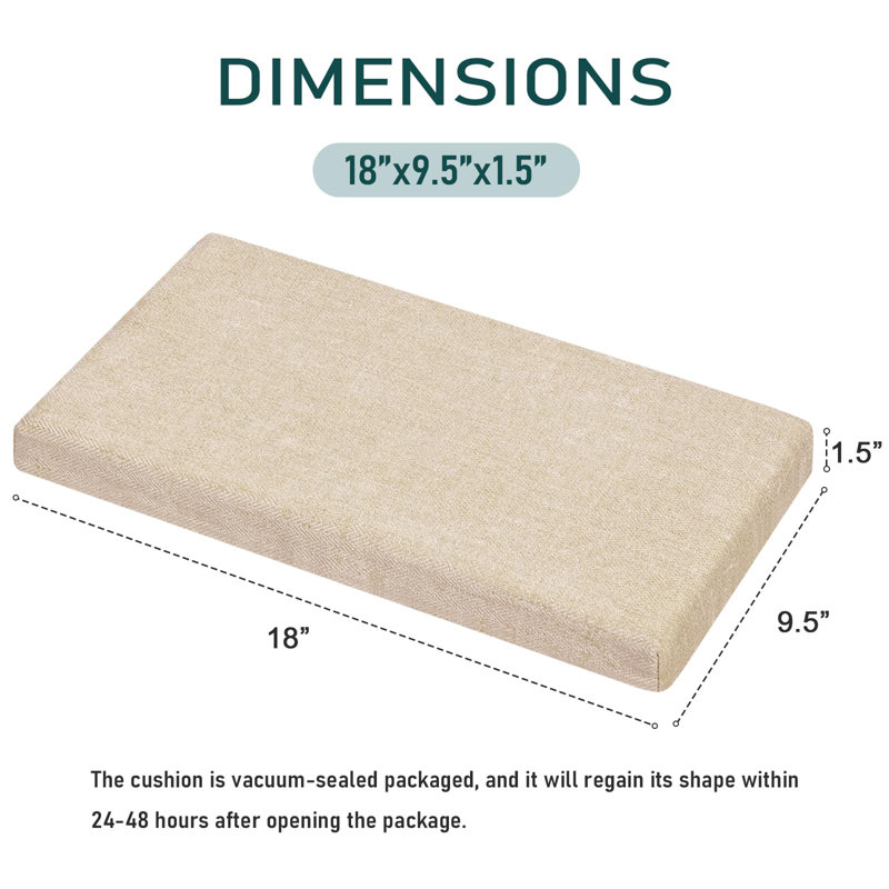 Set Of 2 Rectangle Bench Stool Cushion, Non-Slip Saddle Stool Seat Cushions Bar Stool Cushion With Machine Washable Cover