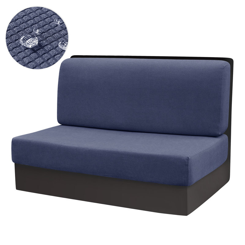 RV Dinette Cushion Cover Waterproof High Elasticity Corn Particle Texture Solid Colour Machine Washable Booth Protective Sleeve for 99-127cm RV Seat