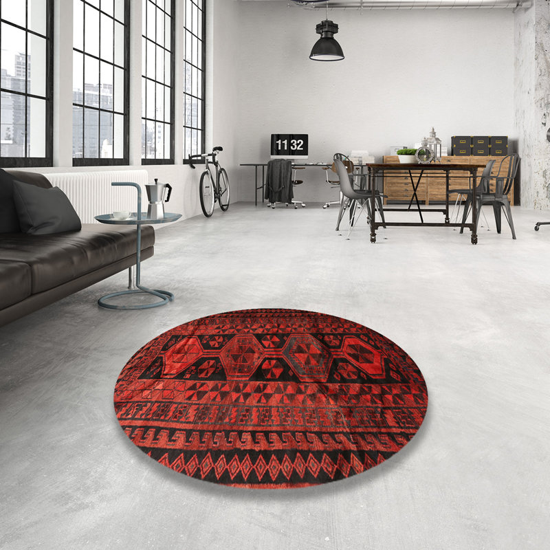 Tapis rouge à motif sud-ouest, Rond 7 pi