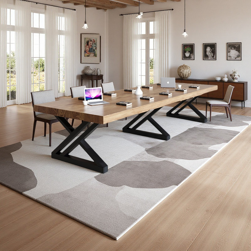 Table de salle à manger moderne en bois massif de style industriel, H 29,53 po x L 78,74 po x l 35,43 po