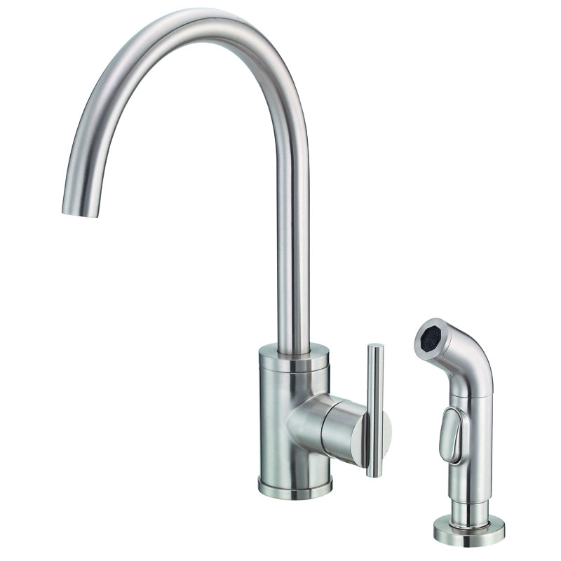 Parma Single Handle Kitchen Faucet with Side Spray, Stainless Steel